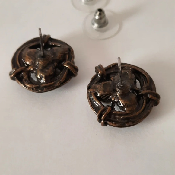 Vintage Pearl Basket Eggs Cluster Hematite Earrings Dark Bronze - Picture 5 of 7